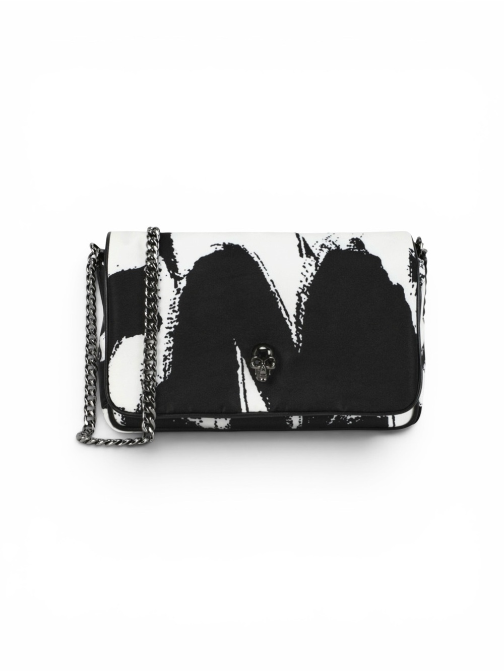 ALEXANDER MCQUEEN ‘Graffiti Nylon Flap Bag’ in Black/White
